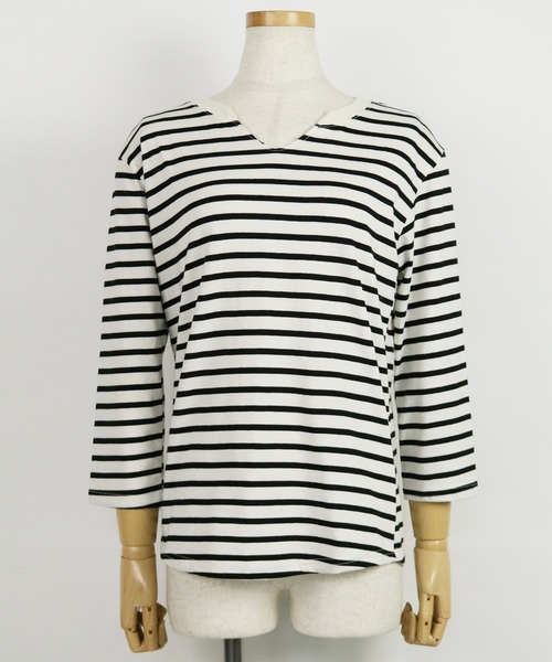 reca(レカ)の「◇新色入荷◇コットン100%! ゆるシルエット柔らかボーダーカットソー(Tシャツ/カットソー・レディース・ブラック/グレー/ネイビー/ライトピンク/ライトブルー・FREE)」の13枚目の写真