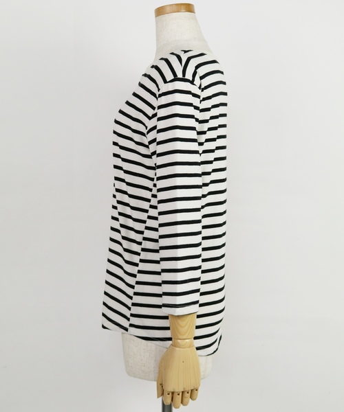 reca(レカ)の「◇新色入荷◇コットン100%! ゆるシルエット柔らかボーダーカットソー(Tシャツ/カットソー・レディース・ブラック/グレー/ネイビー/ライトピンク/ライトブルー・FREE)」の7枚目の写真