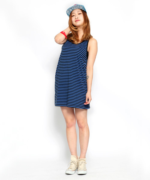 X-girl（エックスガール）の「3 PIECE SET DRESS（ワンピース・レディース・ホワイト/アッシュグレー/ブルー・1/2）」の11枚目の写真