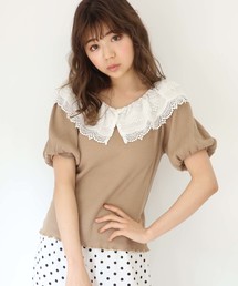 one after another NICE CLAUP | 2wayレース襟テレコトップス(Tシャツ/カットソー)