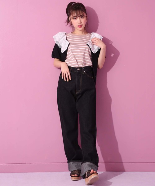 one after another NICE CLAUP(ワンアフターアナザーナイスクラップ)の「2wayレース襟テレコトップス(Tシャツ/カットソー・レディース・ブラック/オフホワイト/ベージュ・FREE)」の14枚目の写真