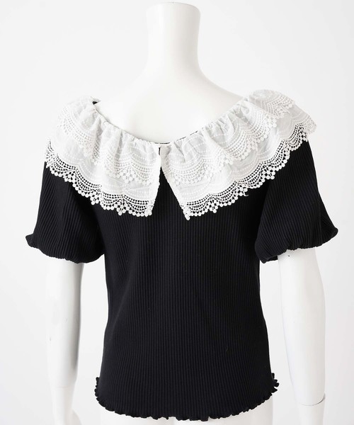 one after another NICE CLAUP(ワンアフターアナザーナイスクラップ)の「2wayレース襟テレコトップス(Tシャツ/カットソー・レディース・ブラック/オフホワイト/ベージュ・FREE)」の21枚目の写真