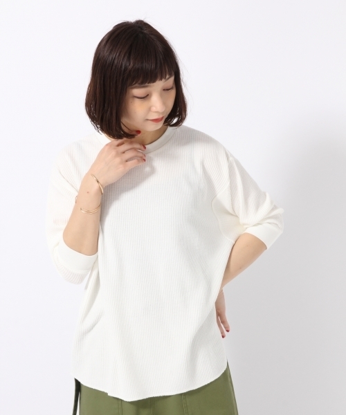 LOWRYS FARM(ローリーズファーム)の「ワッフルPO/5S 796185(Tシャツ/カットソー・レディース・ホワイト/ブラック/グレー/ブラウン・LARGE/MEDIUM)」の1枚目の写真