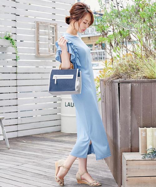 KOBE LETTUCE（コウベレタス）の「フェイクレザー×キャンバス切替バイカラーバンブーハンドルバッグ＊レディース/鞄[B1172]【入荷済】神戸レタス（ハンドバッグ・レディース・ネイビー/アイボリー/ブルー系その他・FREE）」の14枚目の写真