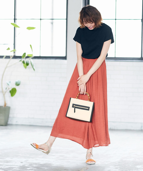 KOBE LETTUCE（コウベレタス）の「フェイクレザー×キャンバス切替バイカラーバンブーハンドルバッグ＊レディース/鞄[B1172]【入荷済】神戸レタス（ハンドバッグ・レディース・ネイビー/アイボリー/ブルー系その他・FREE）」の15枚目の写真