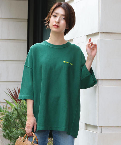 Champion（チャンピオン）の「【別注】＜Champion（チャンピオン）＞∴リバースウィーブTシャツ o（Tシャツ/カットソー・レディース・ベージュ/パープル/イエロー/ダークグリーン・MEDIUM）」の14枚目の写真