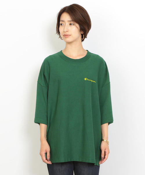 Champion（チャンピオン）の「【別注】＜Champion（チャンピオン）＞∴リバースウィーブTシャツ o（Tシャツ/カットソー・レディース・ベージュ/パープル/イエロー/ダークグリーン・MEDIUM）」の12枚目の写真