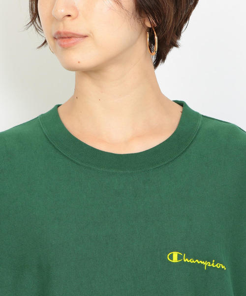 Champion（チャンピオン）の「【別注】＜Champion（チャンピオン）＞∴リバースウィーブTシャツ o（Tシャツ/カットソー・レディース・ベージュ/パープル/イエロー/ダークグリーン・MEDIUM）」の9枚目の写真