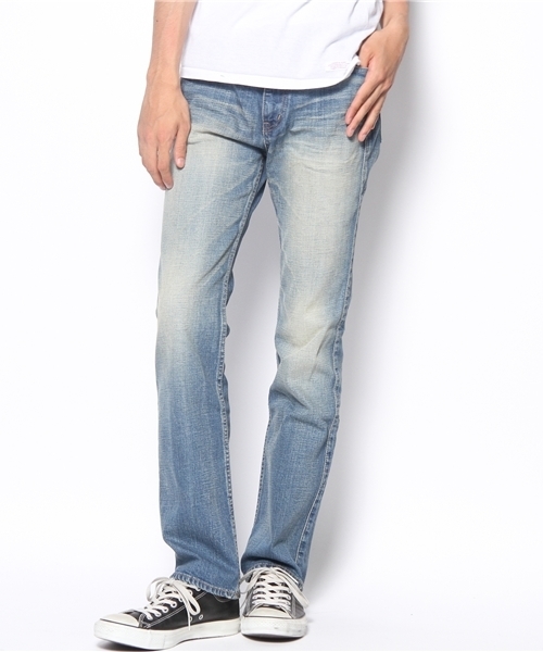 WEGO(ウィゴー)の「WEGO/加工ブーツカットデニム(デニムパンツ・メンズ・インディゴブルー・SMALL)」の1枚目の写真