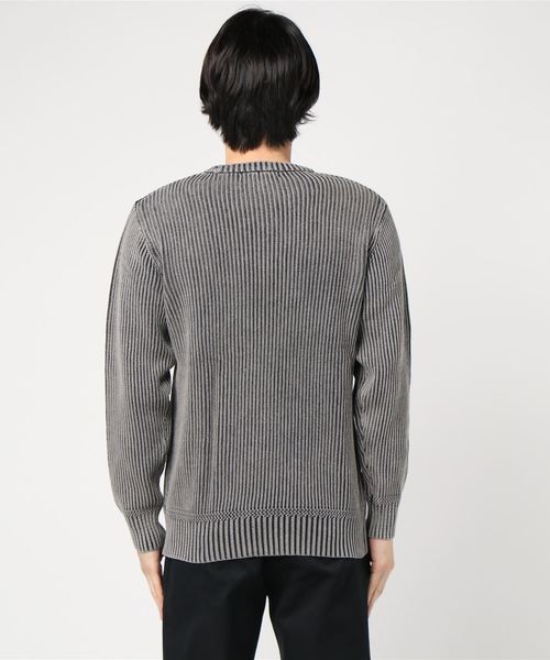 未使用級　ブリーフィング　ニット　セーター　ネイビー M ナノユニバース別注 マーセライズコットン 畦クルーネックニット