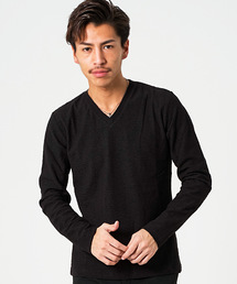 GOSTAR DE FUGA | パイル生地Vネックシンプル長袖カットソー/長袖Tシャツ(Tシャツ/カットソー)