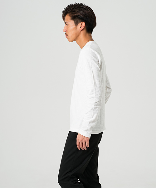 GOSTAR DE FUGA(ゴスタール ジフーガ)の「パイル生地Vネックシンプル長袖カットソー/長袖Tシャツ(Tシャツ/カットソー・メンズ・ホワイト/ライトグレー/ブラック・M/L)」の5枚目の写真