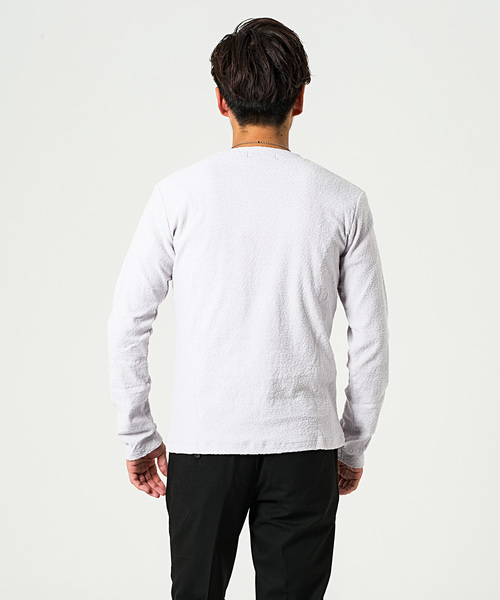 GOSTAR DE FUGA(ゴスタール ジフーガ)の「パイル生地Vネックシンプル長袖カットソー/長袖Tシャツ(Tシャツ/カットソー・メンズ・ホワイト/ライトグレー/ブラック・M/L)」の12枚目の写真