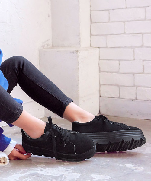 KOBE LETTUCE（コウベレタス）の「プラットフォーム厚底スニーカー（スニーカー・レディース・ブラック/カーキ/アイボリー/ホワイト系その他/ブラック系その他/キャメル・S/M/L）」の4枚目の写真