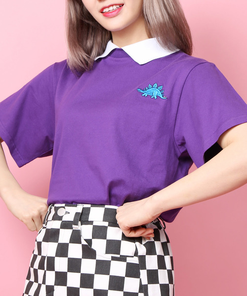 WC(ダブル シー)の「WC/ザウルス襟付きTシャツ(Tシャツ/カットソー・レディース・オレンジ/ブラック/ピンク/パープル・FREE)」の3枚目の写真