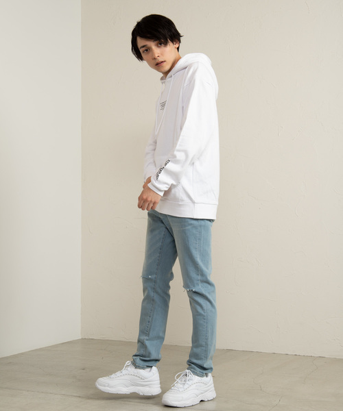 WEGO（ウィゴー）の「WEGO/ミニマムシンプルロゴプリントプルパーカー（パーカー・メンズ・ホワイト/杢グレー/ライトピンク・SMALL/MEDIUM/LARGE）」の8枚目の写真