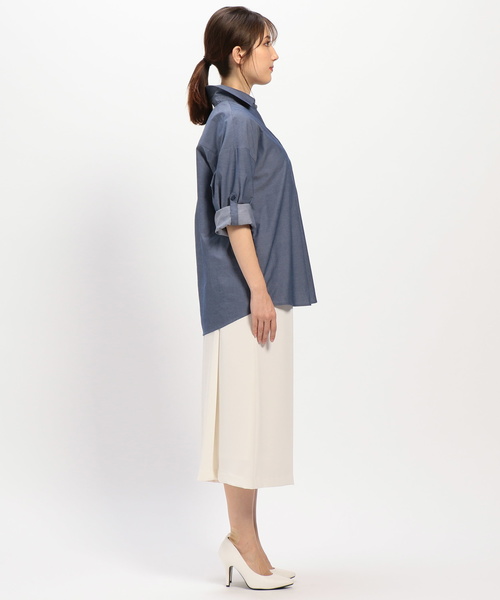 NARACAMICIE（ナラカミーチェ）の「シャンブレー調ビッグシャツ（シャツ/ブラウス・レディース・ブルー・SMALL/MEDIUM/LARGE/XXXL(150)/XX-LARGE）」の10枚目の写真