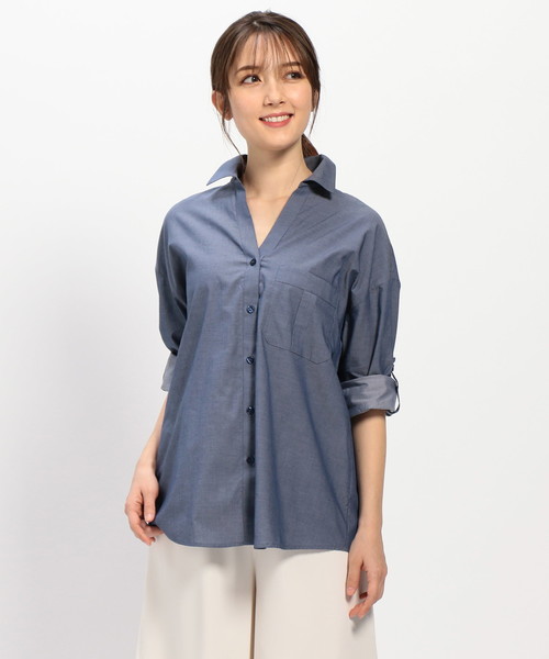 NARACAMICIE（ナラカミーチェ）の「シャンブレー調ビッグシャツ（シャツ/ブラウス・レディース・ブルー・SMALL/MEDIUM/LARGE/XXXL(150)/XX-LARGE）」の13枚目の写真
