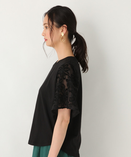 GLOBAL WORK（グローバルワーク）の「ソデジャガード半袖/832729（Tシャツ/カットソー・レディース・ホワイト/ライトブルー/ブラック/ブラウン・MEDIUM/LARGE）」の13枚目の写真