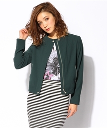 ROSE BUD | LJ-14114 NO-COLLAR FLYFRONT ZIP JACKET(ノーカラージャケット)