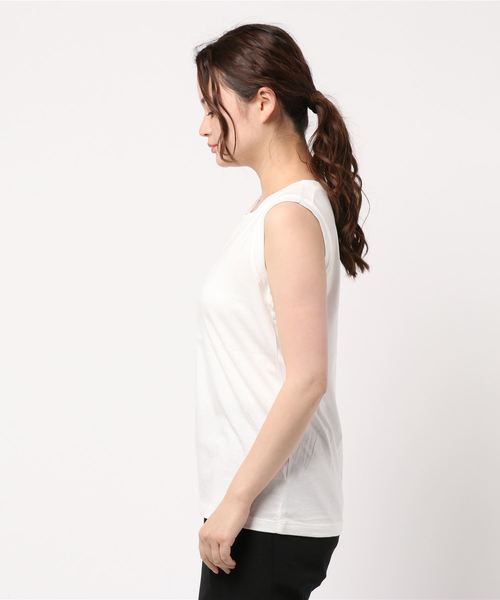 SLOBE IENA（スローブイエナ）の「ペルビアンコットンノースリーブTシャツ◆（Tシャツ/カットソー・レディース・ホワイト/ブラック/レッド/ブラック系その他・FREE）」の10枚目の写真