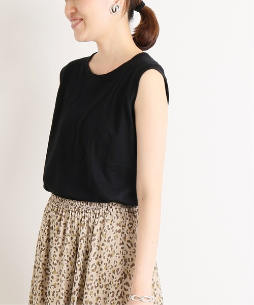 SLOBE IENA（スローブイエナ）の「ペルビアンコットンノースリーブTシャツ◆（Tシャツ/カットソー・レディース・ホワイト/ブラック/レッド/ブラック系その他・FREE）」の18枚目の写真