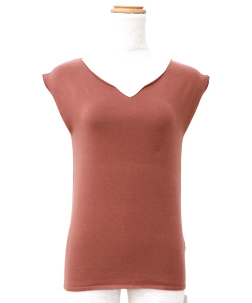 HER CLOSET(ハークローゼット)の「【HER CLOSET】ハートネックノースリニット(Tシャツ/カットソー・レディース・ブルー/グリーン/マスタード/モカ・M)」の12枚目の写真