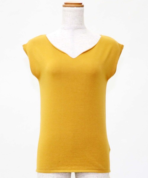 HER CLOSET(ハークローゼット)の「【HER CLOSET】ハートネックノースリニット(Tシャツ/カットソー・レディース・ブルー/グリーン/マスタード/モカ・M)」の15枚目の写真