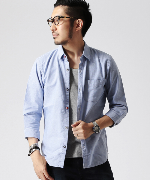 BEAMS（ビームス）の「○BEAMS / トリコロールパイピング 7分袖シャツ（シャツ/ブラウス・メンズ・ホワイト/ブルー・SMALL/LARGE/MEDIUM/X-LARGE）」の2枚目の写真
