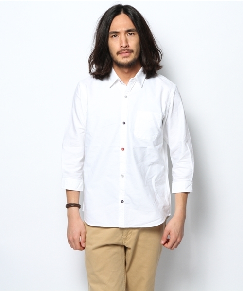BEAMS（ビームス）の「○BEAMS / トリコロールパイピング 7分袖シャツ（シャツ/ブラウス・メンズ・ホワイト/ブルー・SMALL/LARGE/MEDIUM/X-LARGE）」の5枚目の写真