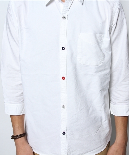 BEAMS（ビームス）の「○BEAMS / トリコロールパイピング 7分袖シャツ（シャツ/ブラウス・メンズ・ホワイト/ブルー・SMALL/LARGE/MEDIUM/X-LARGE）」の13枚目の写真
