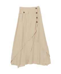 ダブルラップ アシンメトリーフレアロングスカート