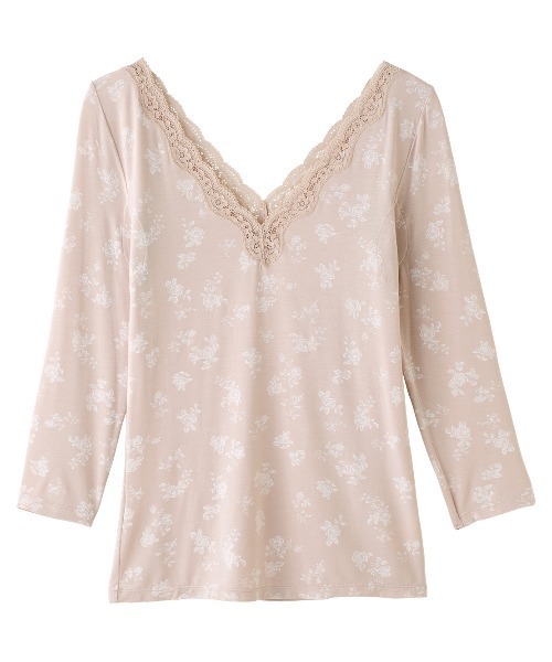 PEACH JOHN（ピーチジョン）の「【乾燥する季節に嬉しい！薄手でもたつかずフィット。抗菌防臭・消臭加工した汗取りパッド付き】Ｉｔ’ｓモイスティ９分袖（インナーウェア/肌着・レディース・ブラック/ネイビー/オフホワイト/ピンク/グレー/ブラック系その他/ホワイト系その他/ピンク系その他/チャコール/スモークピンク/ブルー/ホワイト系その他2/グレー系その他/ライトピンク/チャコールグレー/コーラルピンク/ホワイト×グレー/ブラック×ピンク/ダークグレー/スミクロ/ホワイト×ピンク/ヘザーチャコール/チャコールグレー×ブラック/ライトベージュ/ダークネイビー/ライトグレー/ドット/ヘザーグレー/ホワイト×レッド/グレイッシュベージュ/ピンクベージュ/アイボリー・SMALL/MEDIUM/LARGE）」の21枚目の写真