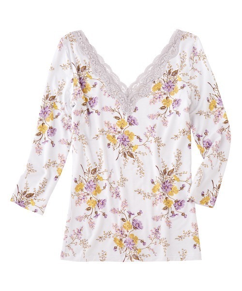 PEACH JOHN（ピーチジョン）の「【乾燥する季節に嬉しい！薄手でもたつかずフィット。抗菌防臭・消臭加工した汗取りパッド付き】Ｉｔ’ｓモイスティ９分袖（インナーウェア/肌着・レディース・ブラック/ネイビー/オフホワイト/ピンク/グレー/ブラック系その他/ホワイト系その他/ピンク系その他/チャコール/スモークピンク/ブルー/ホワイト系その他2/グレー系その他/ライトピンク/チャコールグレー/コーラルピンク/ホワイト×グレー/ブラック×ピンク/ダークグレー/スミクロ/ホワイト×ピンク/ヘザーチャコール/チャコールグレー×ブラック/ライトベージュ/ダークネイビー/ライトグレー/ドット/ヘザーグレー/ホワイト×レッド/グレイッシュベージュ/ピンクベージュ/アイボリー・SMALL/MEDIUM/LARGE）」の7枚目の写真