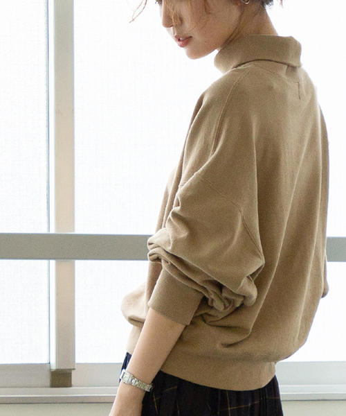 coen(コーエン)の「USAコットン裏毛タートルネックスウェット(スウェット・レディース・オフホワイト/ブラウン/ベージュ/カーキ/ライラック・FREE)」の18枚目の写真