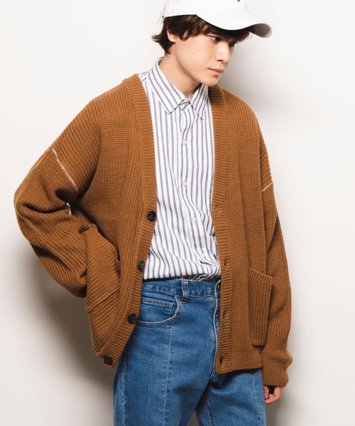 WEGO（ウィゴー）の「WEGO/カラーリンキングショートカーディガン（カーディガン/ボレロ・メンズ・ワイン/ブラック/キャメル・LARGE/MEDIUM）」の3枚目の写真