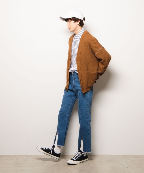 WEGO（ウィゴー）の「WEGO/カラーリンキングショートカーディガン（カーディガン/ボレロ・メンズ・ワイン/ブラック/キャメル・LARGE/MEDIUM）」の14枚目の写真