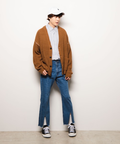 WEGO（ウィゴー）の「WEGO/カラーリンキングショートカーディガン（カーディガン/ボレロ・メンズ・ワイン/ブラック/キャメル・LARGE/MEDIUM）」の15枚目の写真