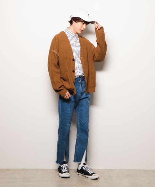 WEGO（ウィゴー）の「WEGO/カラーリンキングショートカーディガン（カーディガン/ボレロ・メンズ・ワイン/ブラック/キャメル・LARGE/MEDIUM）」の16枚目の写真