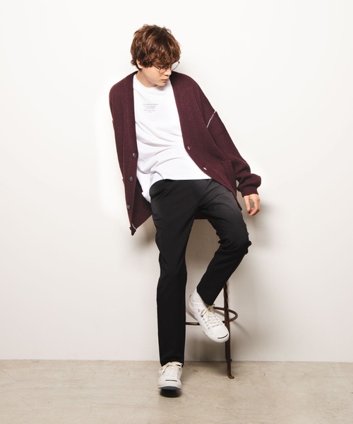 WEGO（ウィゴー）の「WEGO/カラーリンキングショートカーディガン（カーディガン/ボレロ・メンズ・ワイン/ブラック/キャメル・LARGE/MEDIUM）」の7枚目の写真