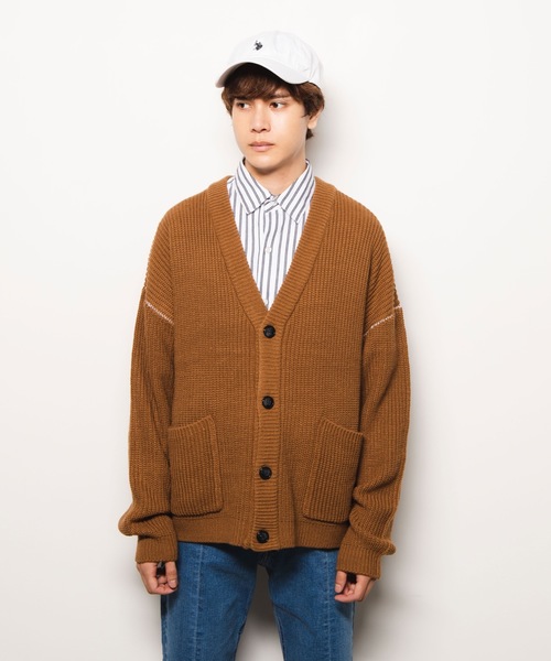 WEGO（ウィゴー）の「WEGO/カラーリンキングショートカーディガン（カーディガン/ボレロ・メンズ・ワイン/ブラック/キャメル・LARGE/MEDIUM）」の9枚目の写真