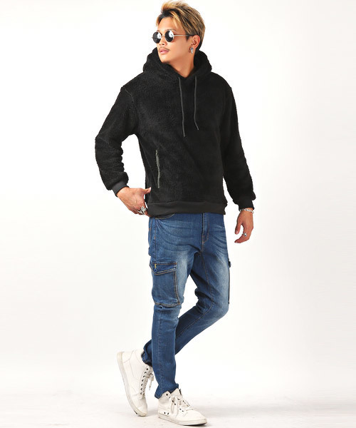 LUXSTYLE(ラグスタイル)の「サルエルカーゴパンツ(カーゴパンツ・メンズ・ブラック/ベージュ/カーキ/インディゴブルー/ブルー・S/M/L/XL)」の12枚目の写真