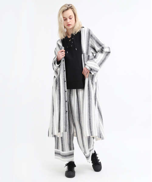 RNA(アールエヌエー)の「D1502 ストライプフレアカフスワンピース(シャツワンピース・レディース・ホワイト/カーキ/ピンク・MEDIUM)」の22枚目の写真