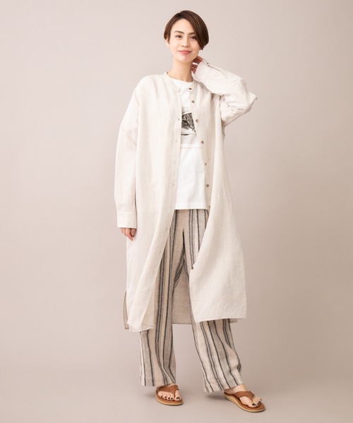 Munich(ミューニック)の「ヴィスコースリネンポプリン シャツワンピース(ワンピース・レディース・ホワイト/ネイビー/ナチュラル/オレンジ・FREE)」の2枚目の写真