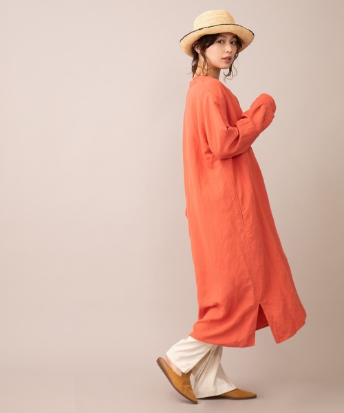 Munich(ミューニック)の「ヴィスコースリネンポプリン シャツワンピース(ワンピース・レディース・ホワイト/ネイビー/ナチュラル/オレンジ・FREE)」の5枚目の写真