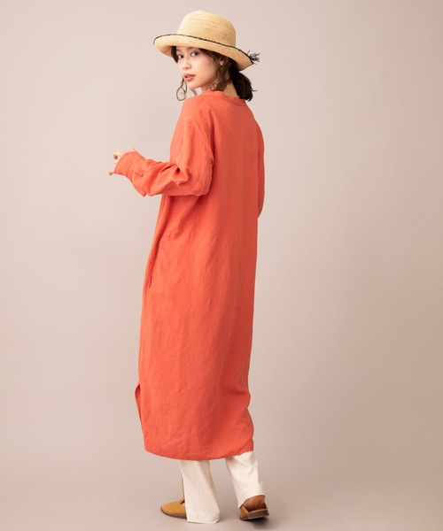 Munich(ミューニック)の「ヴィスコースリネンポプリン シャツワンピース(ワンピース・レディース・ホワイト/ネイビー/ナチュラル/オレンジ・FREE)」の6枚目の写真