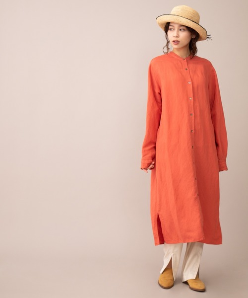 Munich(ミューニック)の「ヴィスコースリネンポプリン シャツワンピース(ワンピース・レディース・ホワイト/ネイビー/ナチュラル/オレンジ・FREE)」の10枚目の写真