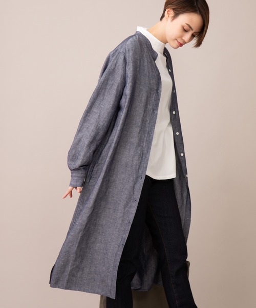 Munich(ミューニック)の「ヴィスコースリネンポプリン シャツワンピース(ワンピース・レディース・ホワイト/ネイビー/ナチュラル/オレンジ・FREE)」の21枚目の写真