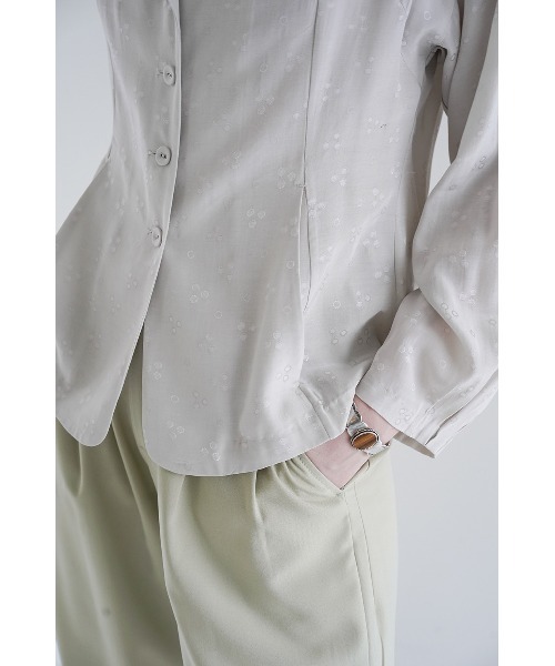 jucco_f CLANE  DOT JACQUARD TOPS Jacquard Coat, Floral Pattern - Black - Outerwear - Ivko Woman