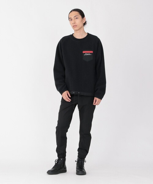 Education from Youngmachines（エデュケーションフロムヤングマシーン）の「【Education from Youngmachines】ボアコンビ ラグランプルオーバー（Tシャツ/カットソー・メンズ・ブラック/オフホワイト・S/M/L）」の4枚目の写真